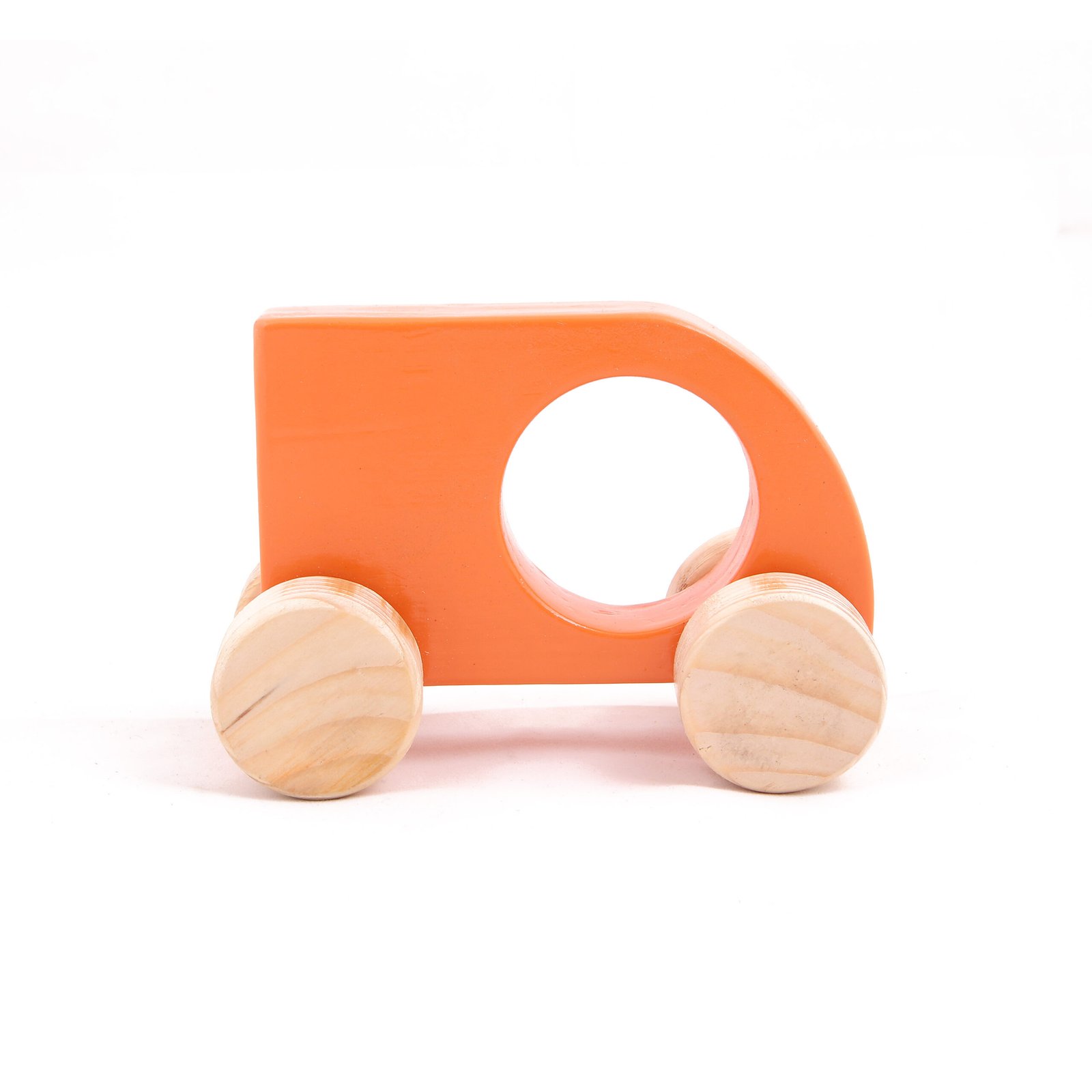 Wooden Push & Pull Toy Orange Mini Sumo Car for Kids – Small Size  (1 pcs)-  Development Toy, Indoor & Outdoor Toy