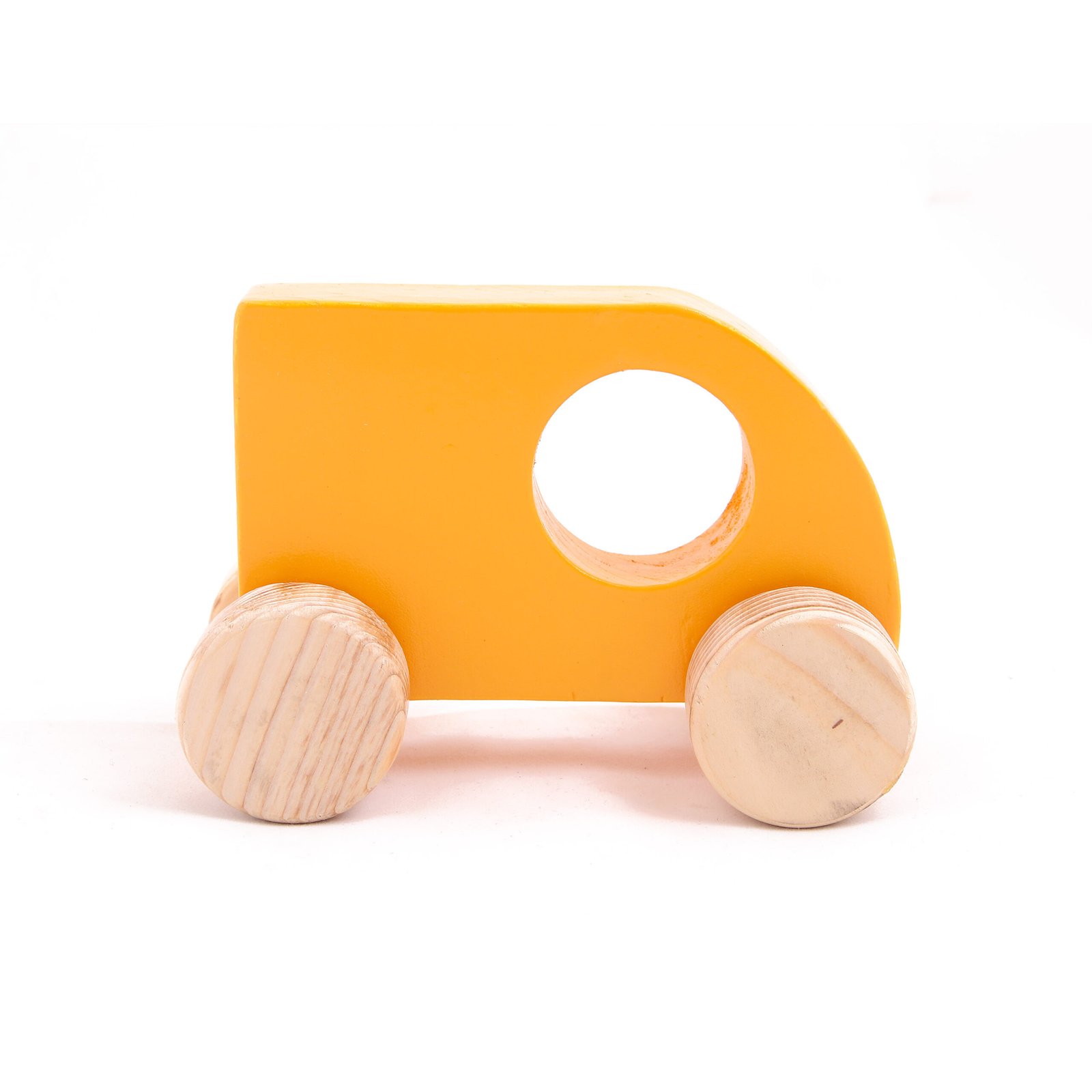 Wooden  Yellow Mini Sumo Car Push Toy