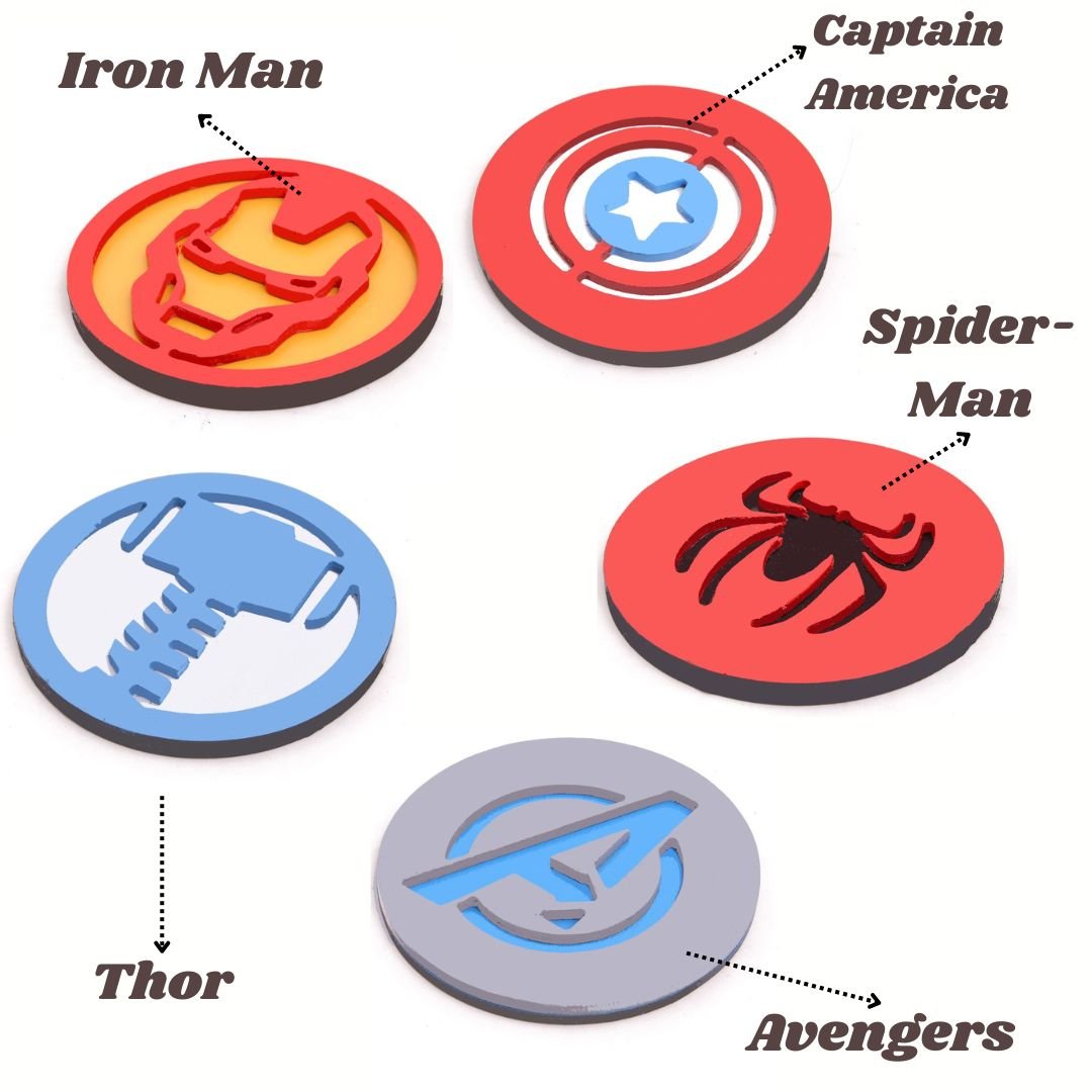 Wooden Superheros Symbol Wall Mounts Set