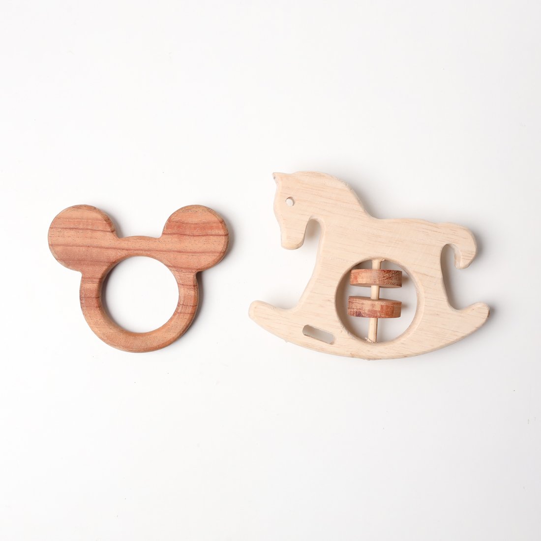 Neem Wooden Combo of Mickey Mouse Teether & Unicorn Rattle for Babies of 0 to 3 Years